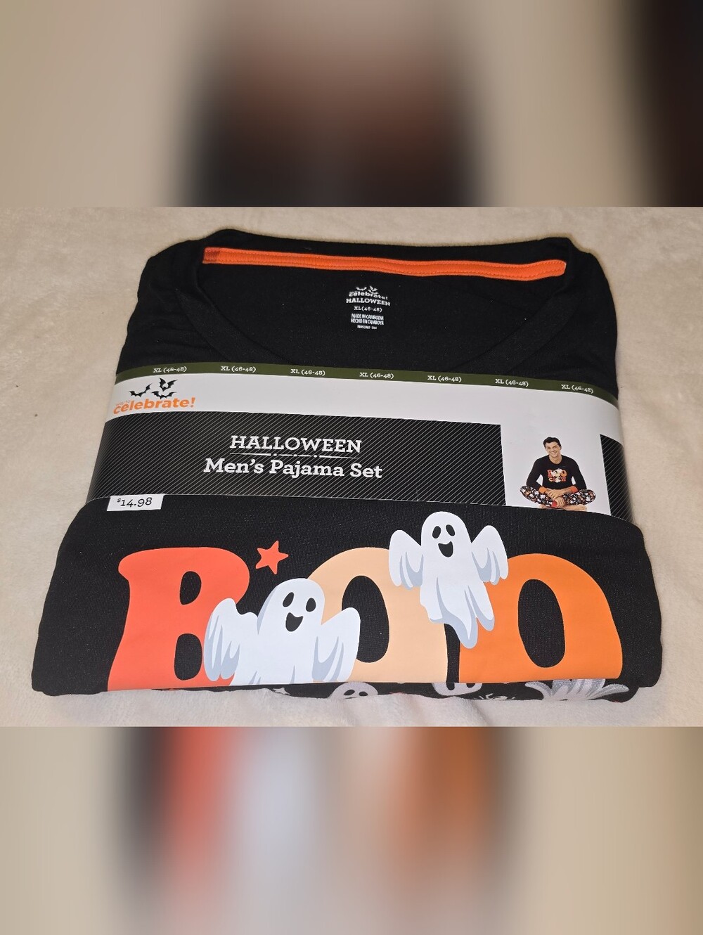 Halloween Men's Black & Orange 'Boo' Pajama Set